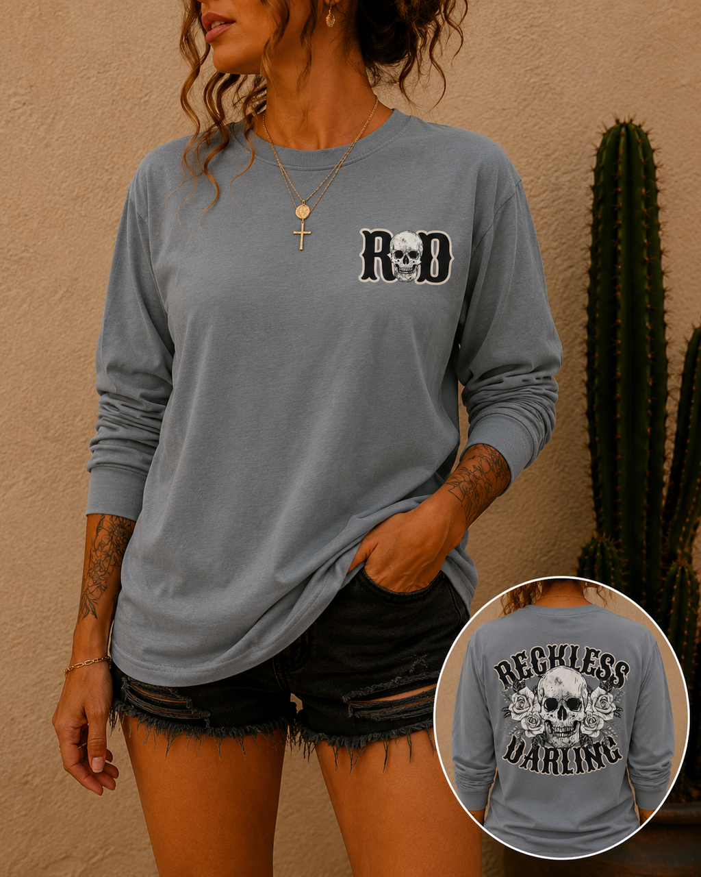 Reckless Darling Skull Long Sleeve Tee