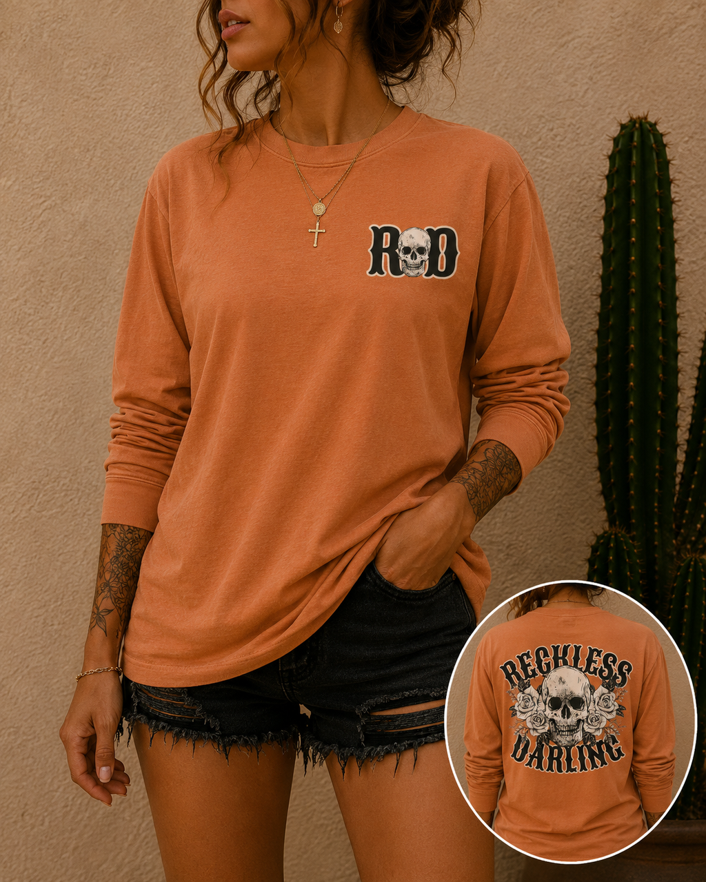 Reckless Darling Skull Long Sleeve Tee
