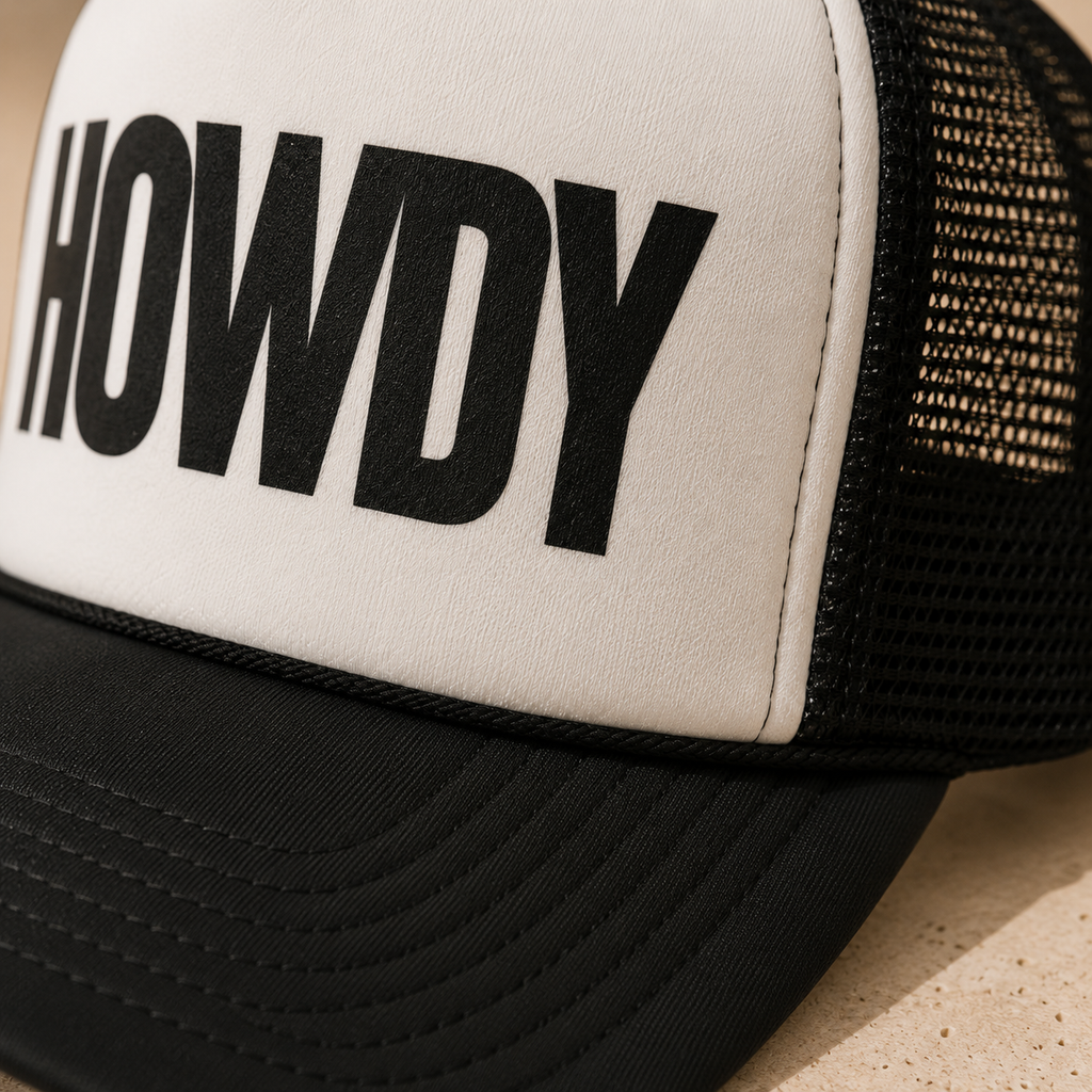 Howdy Trucker Hat — Retro Foam Mesh Cap