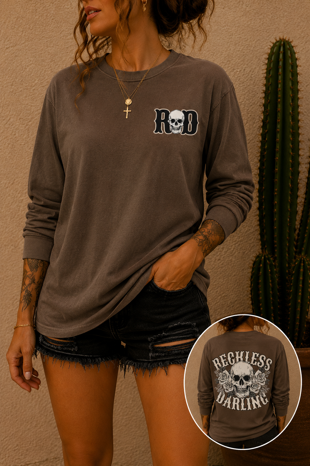 Reckless Darling Skull Long Sleeve Tee