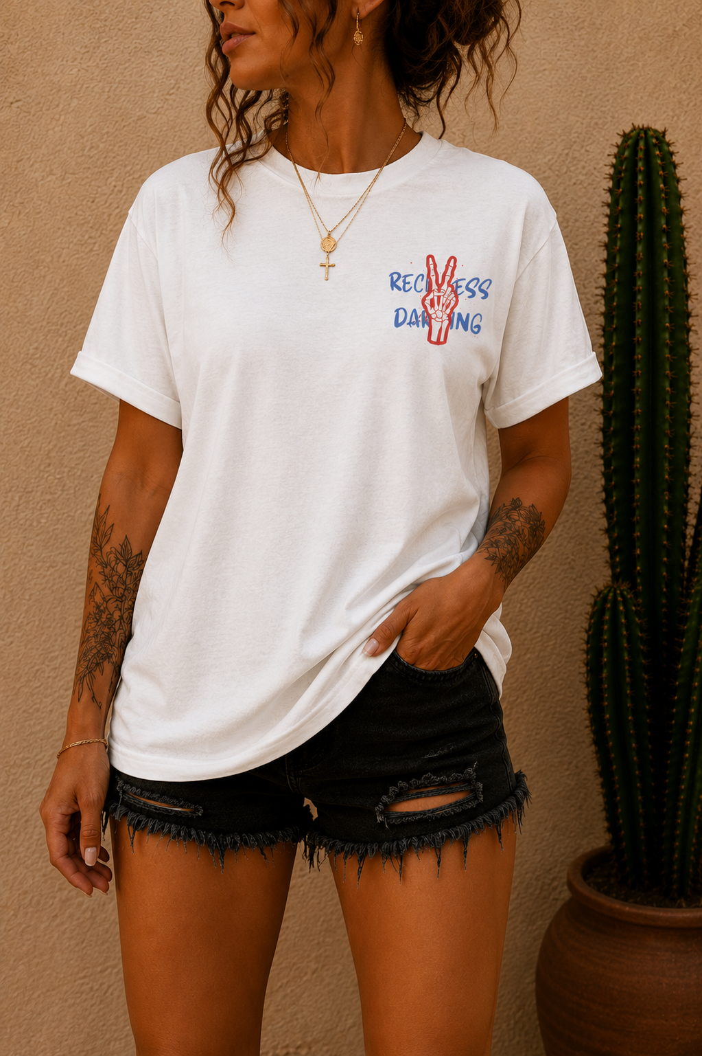 Red White and Reckless T-Shirt — Patriotic Peace-Sign Graphic Tee