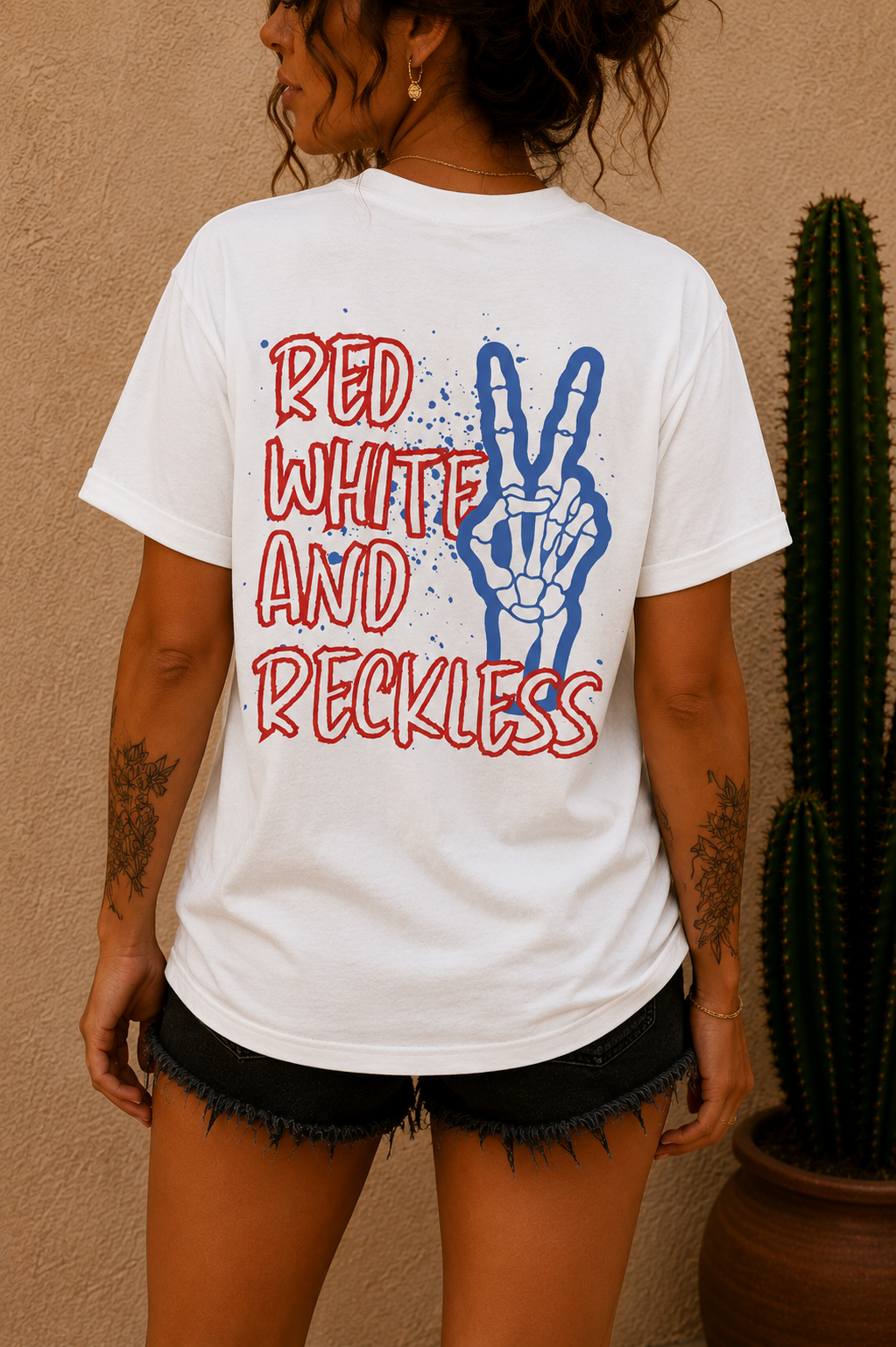 Red White and Reckless T-Shirt — Patriotic Peace-Sign Graphic Tee