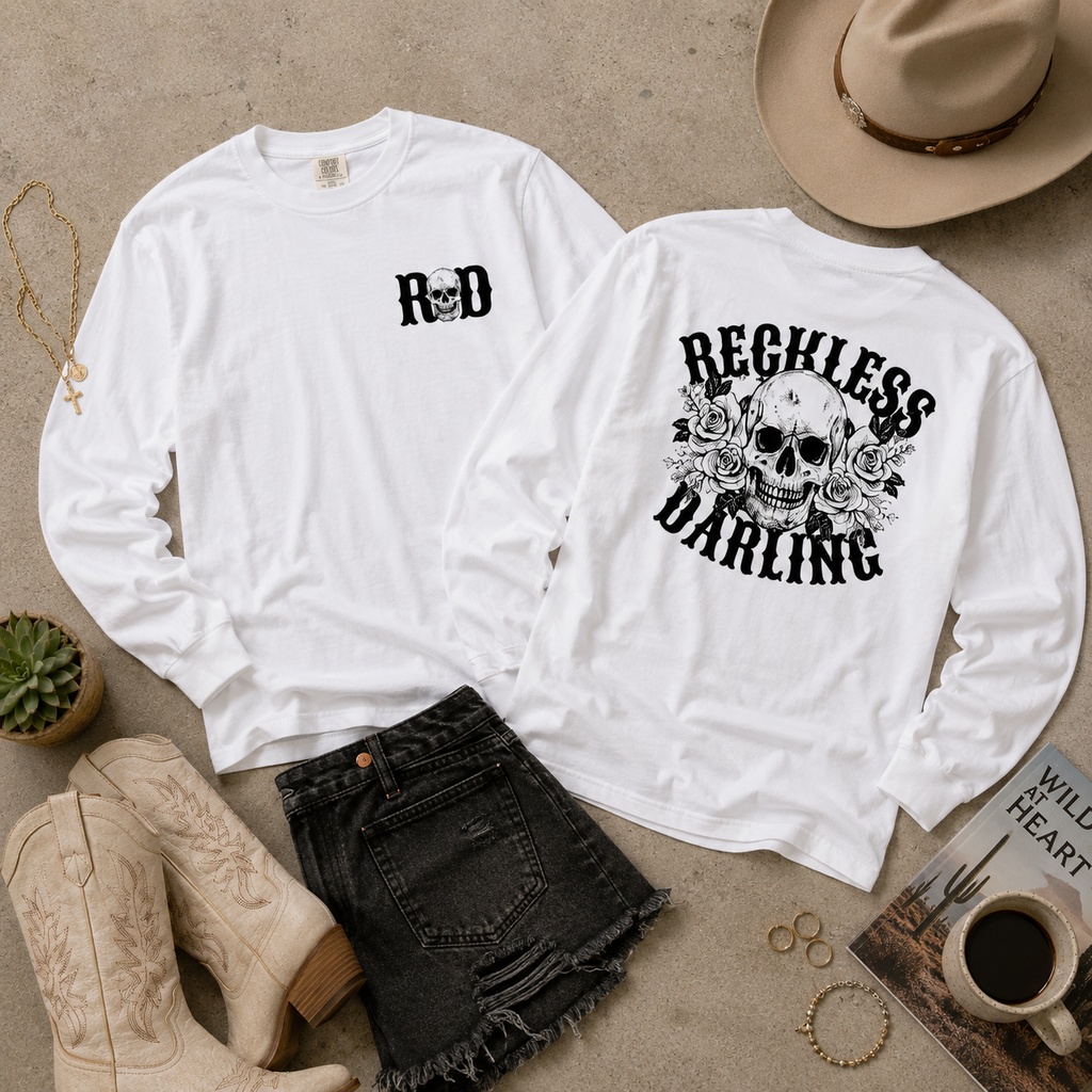 Reckless Darling Skull Long Sleeve Tee