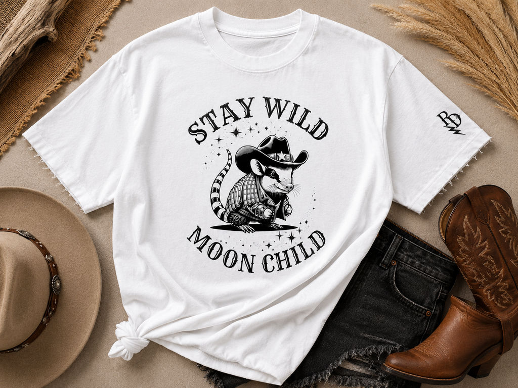 Stay Wild Moonchild Heavyweight Vintage Washed Frayed T-Shirt