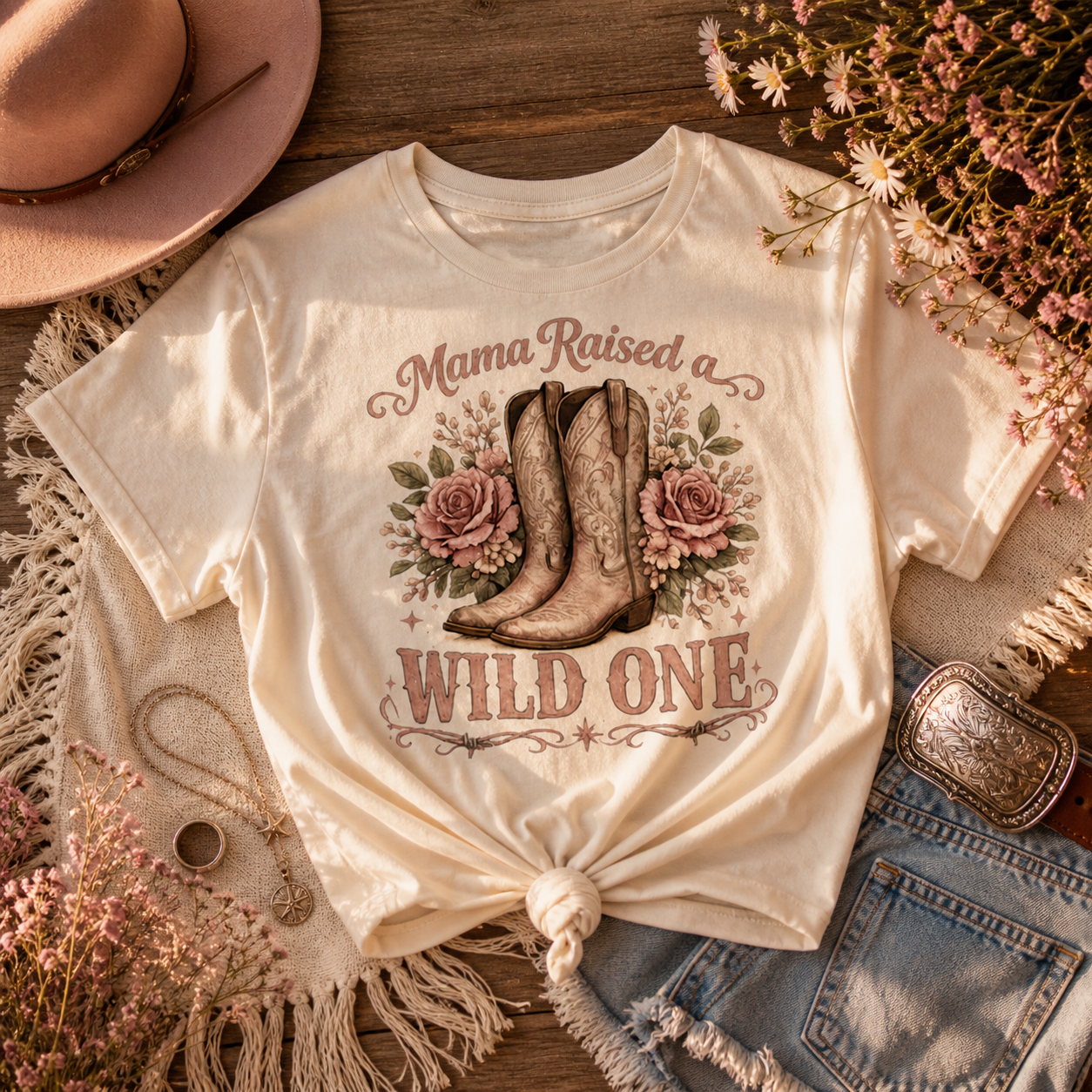 🖤 Mama Raised a Wild One Cropped Tee