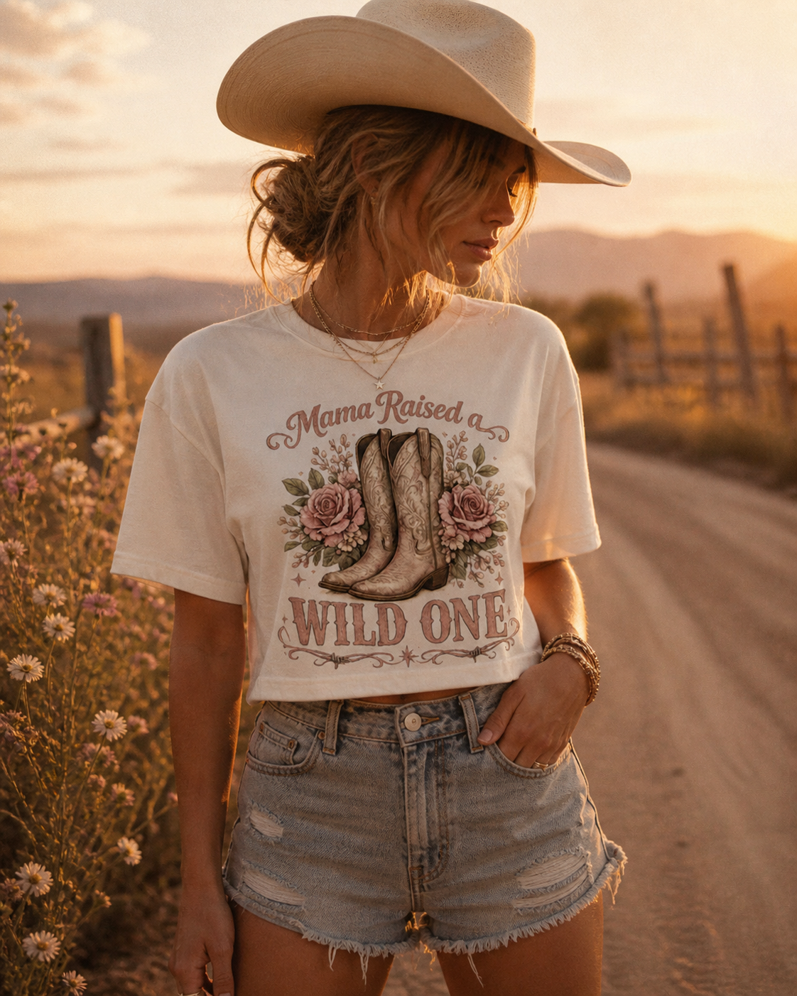 🖤 Mama Raised a Wild One Cropped Tee