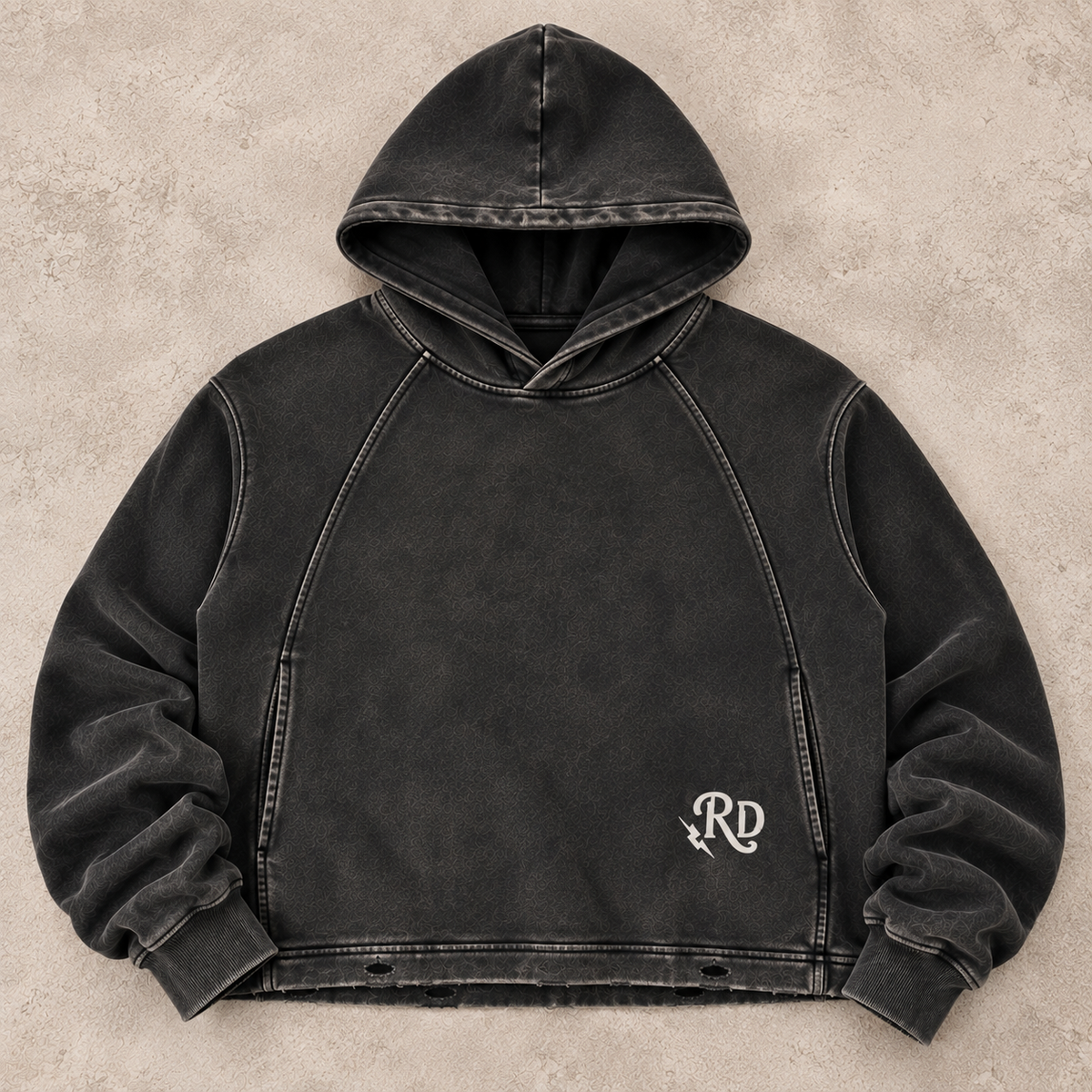 Reckless Darling Vintage Washed Frayed-Hem Hoodie