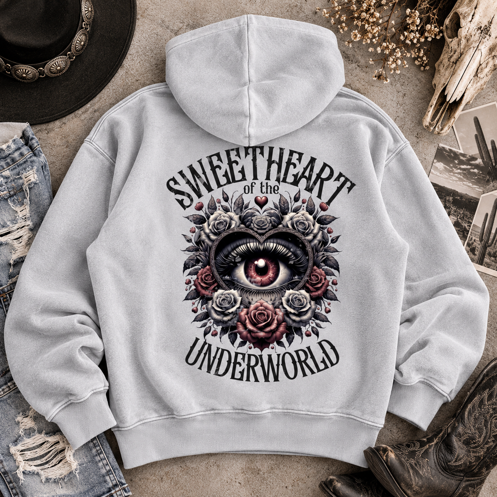 Sweetheart of the Underworld Snow Wash Fleece Oversize Hoodie