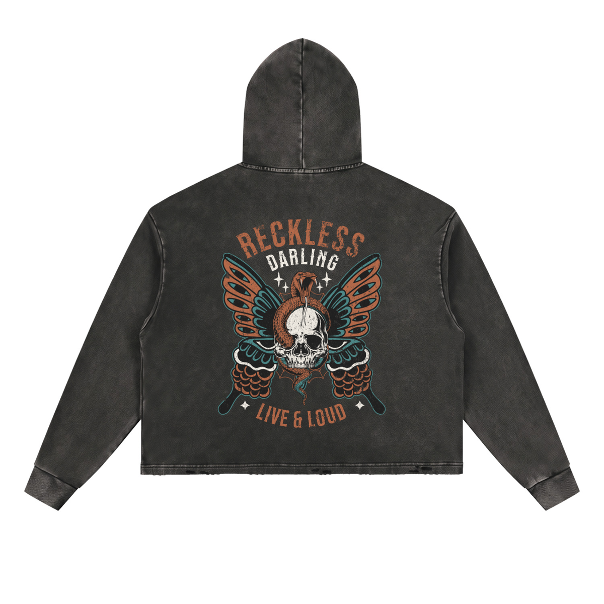 Reckless Darling Vintage Washed Frayed-Hem Hoodie