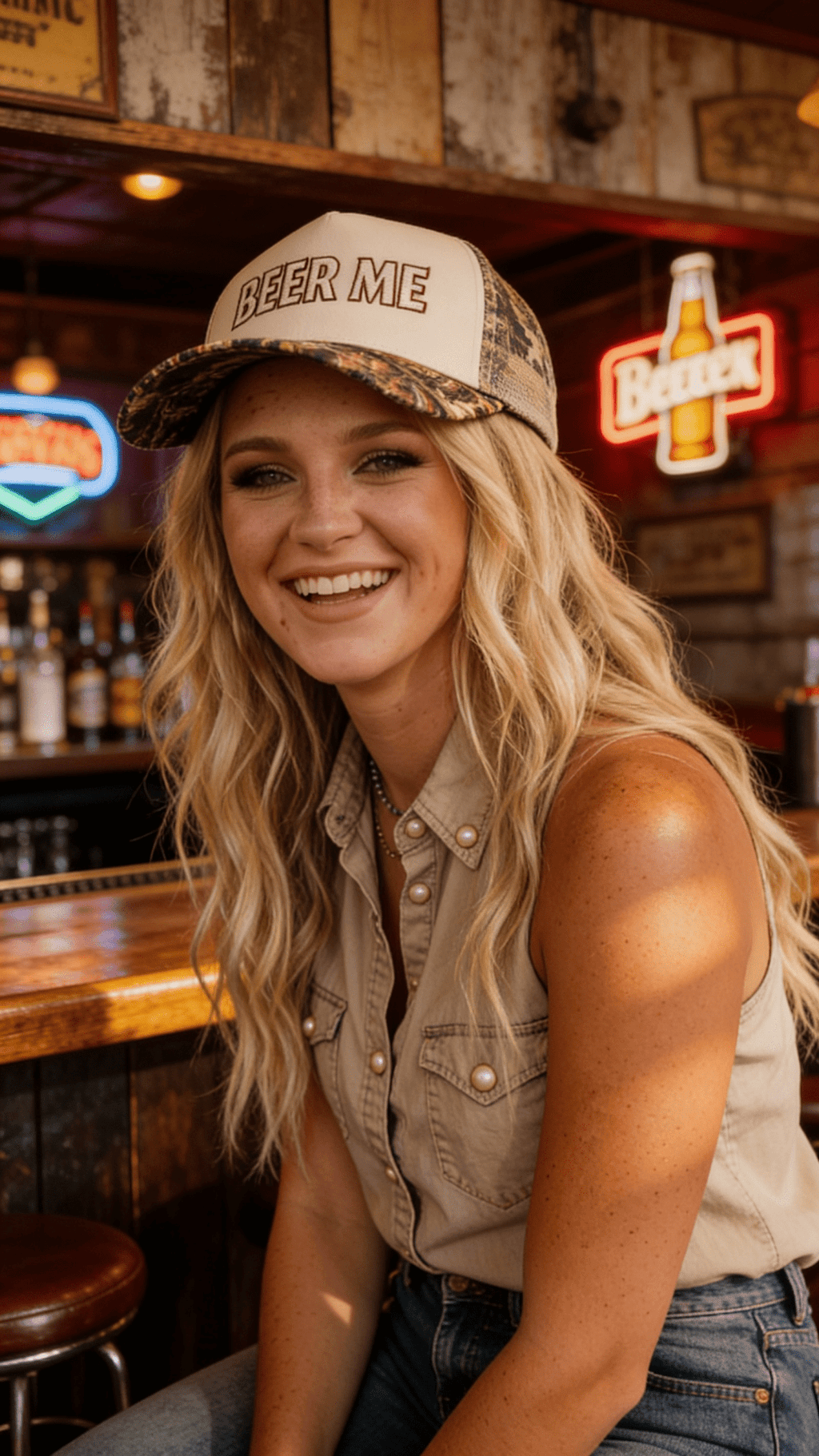 "Beer Me" Embroidered Trucker Hat — Leopard or Camo with Adjustable Strap & Breathable Mesh
