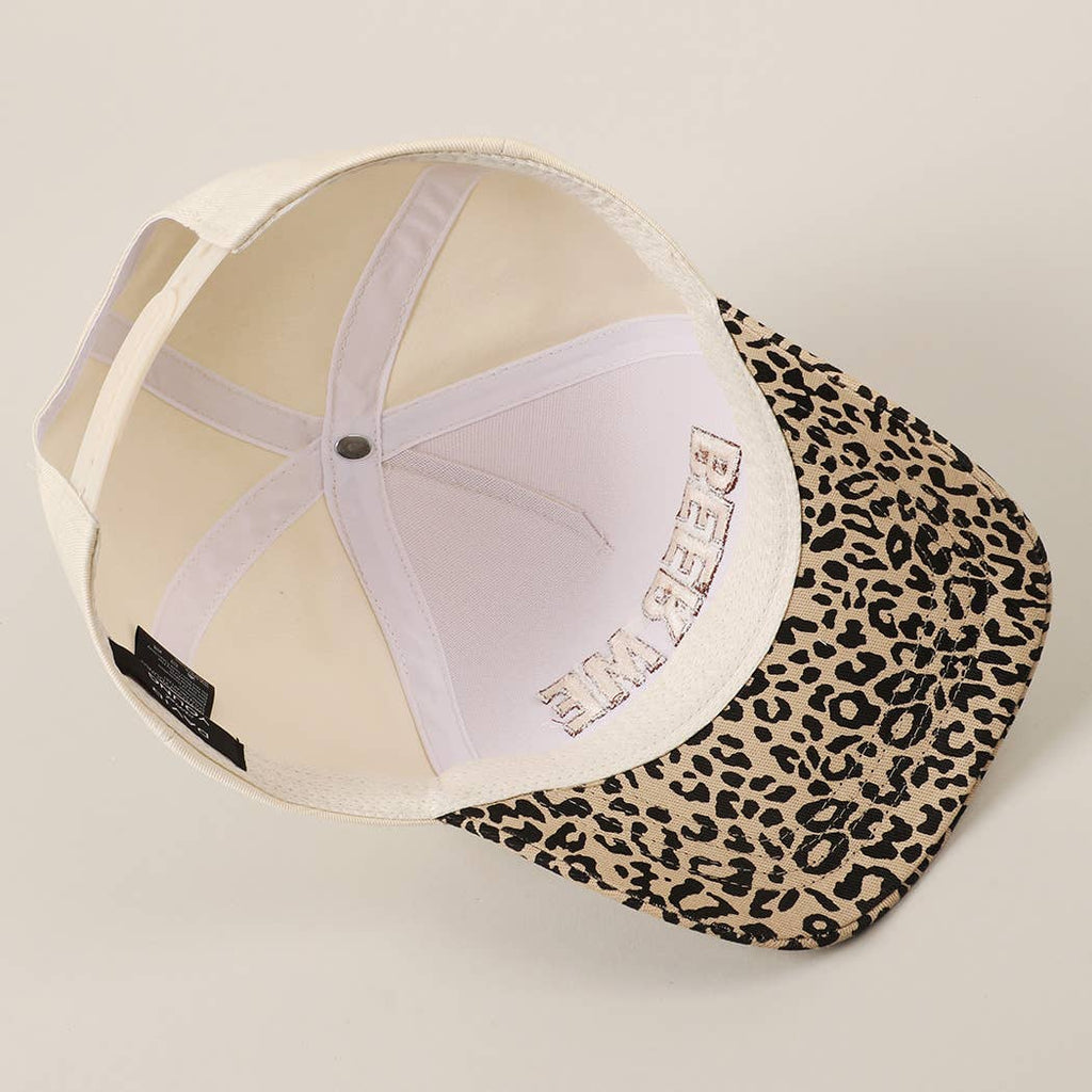 "Beer Me" Embroidered Trucker Hat — Leopard or Camo with Adjustable Strap & Breathable Mesh