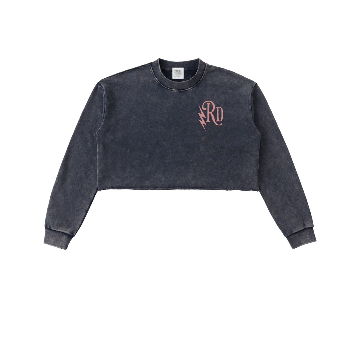 Snow Washed Raw Edge Cropped Sweatshirt