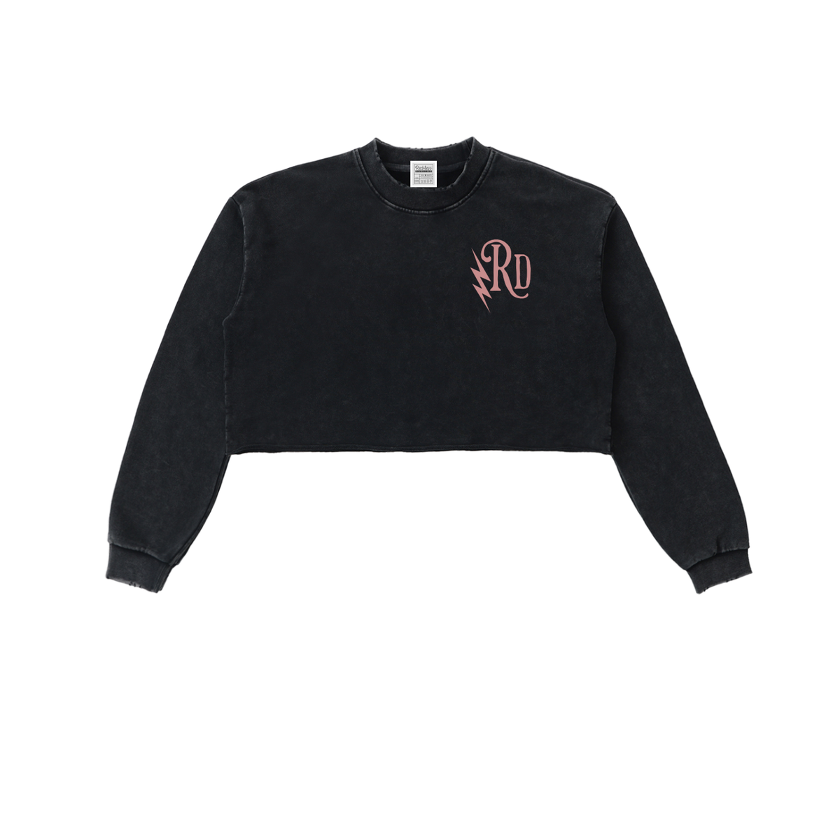 Snow Washed Raw Edge Cropped Sweatshirt