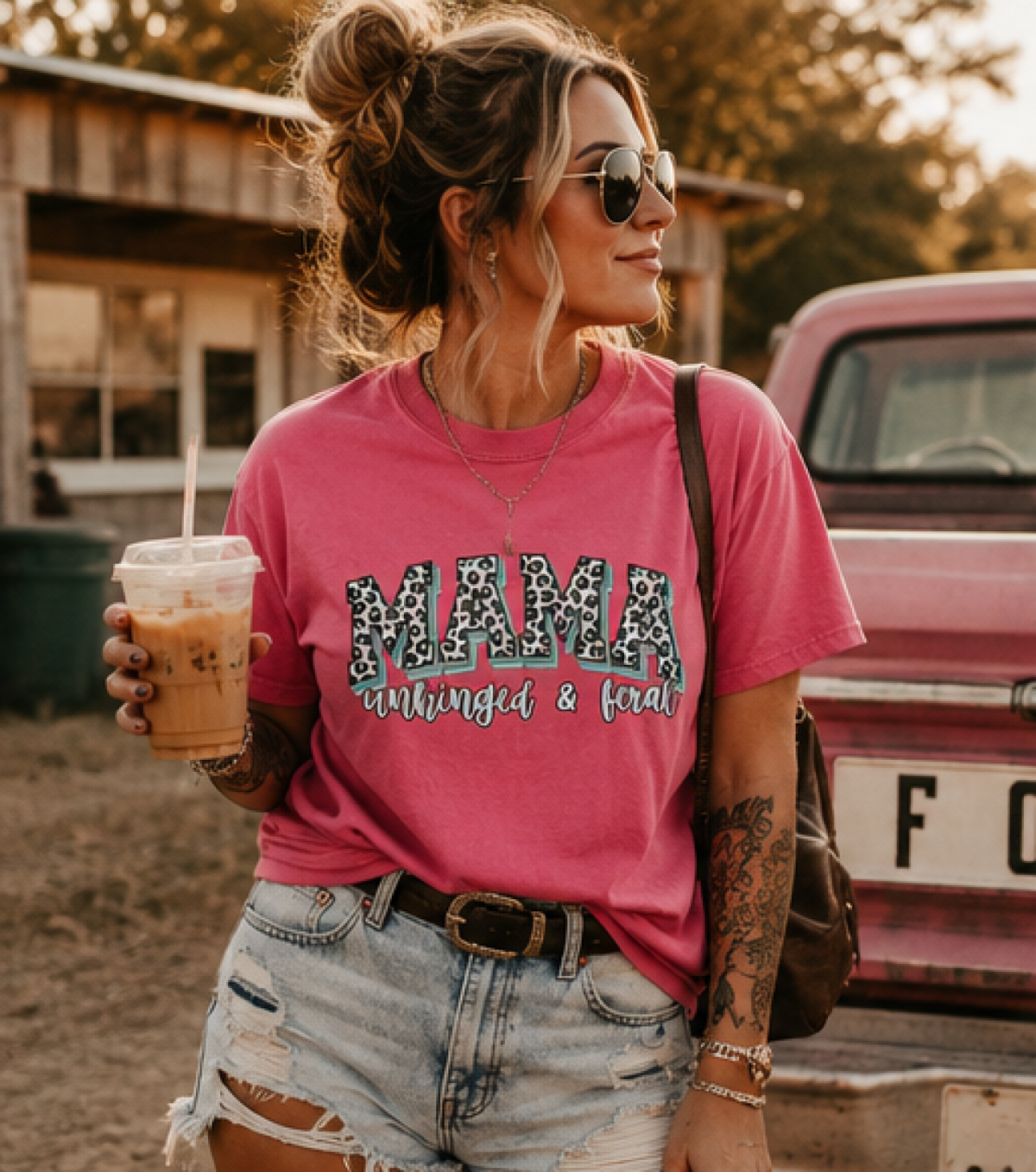 Mama Leopard Print T-Shirt — Mama Unhinged and Feral Graphic Tee
