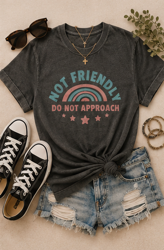 Not Friendly "Do Not Approach" T-Shirt — Retro Rainbow Graphic Tee