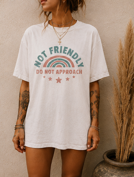 Not Friendly "Do Not Approach" T-Shirt — Retro Rainbow Graphic Tee