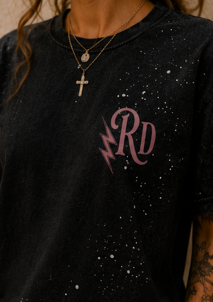 Reckless Darling Signature Hand-Frayed Sunfade Paint Splatter T-Shirt