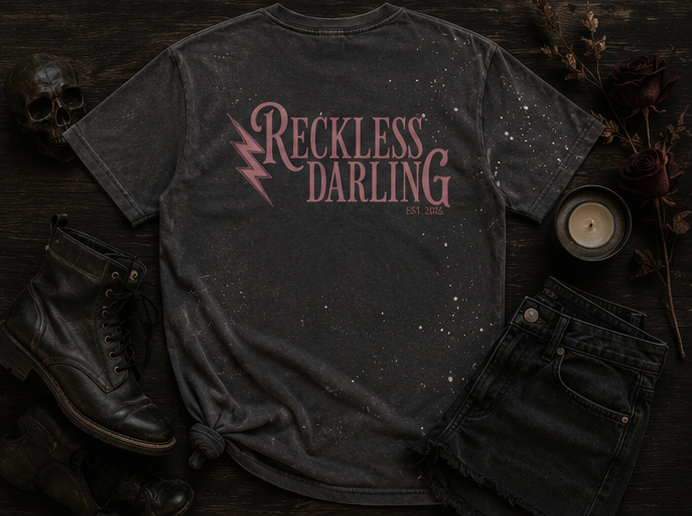 Reckless Darling Signature Hand-Frayed Sunfade Paint Splatter T-Shirt