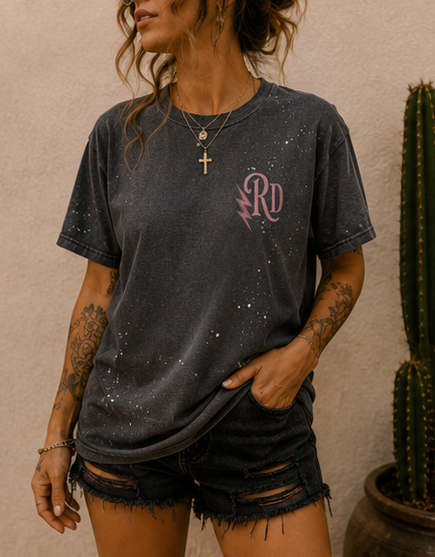 Reckless Darling Signature Hand-Frayed Sunfade Paint Splatter T-Shirt