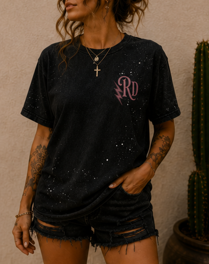 Reckless Darling Signature Hand-Frayed Sunfade Paint Splatter T-Shirt
