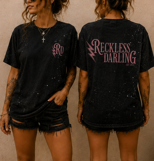 Reckless Darling Signature Hand-Frayed Sunfade Paint Splatter T-Shirt