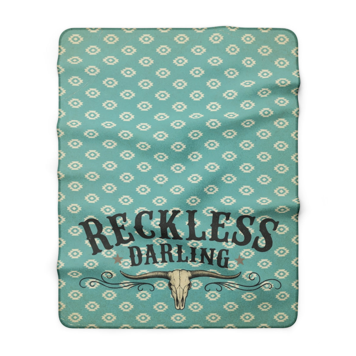 Reckless Darling Sherpa Blanket – Southwestern Cow Skull Fleece Throw
