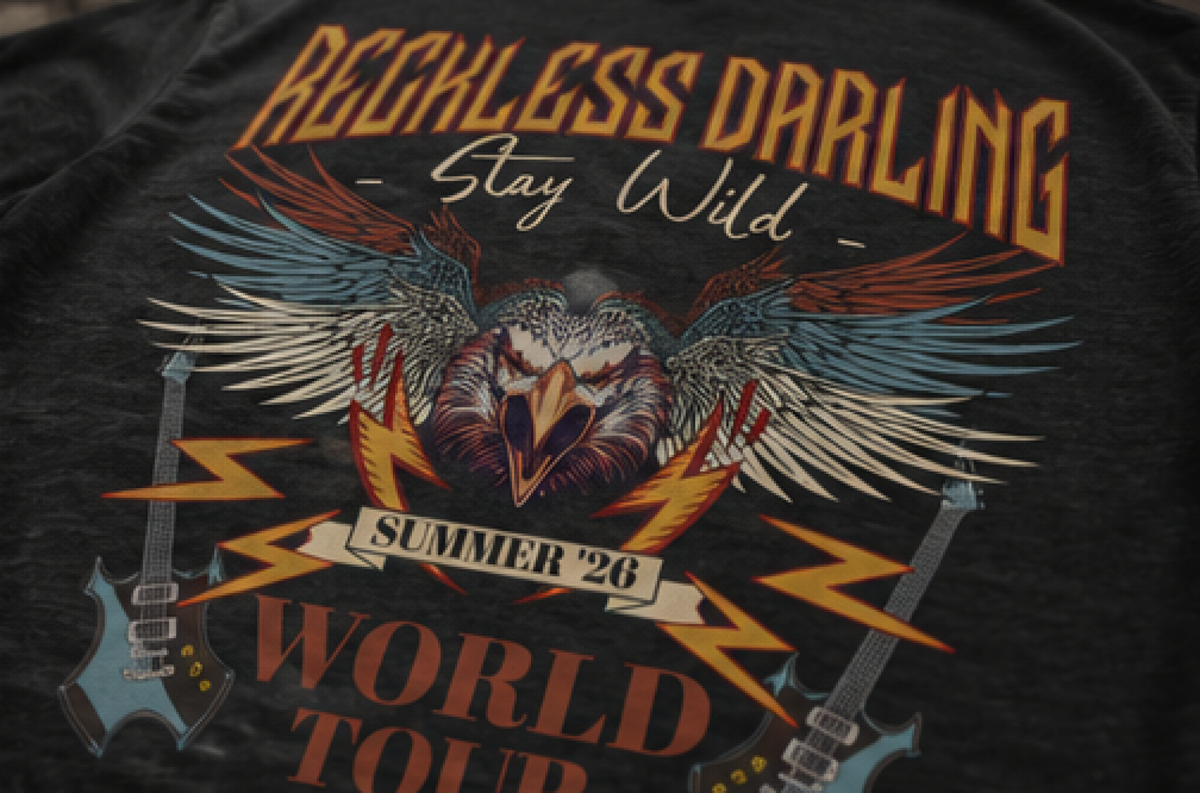 Reckless Darling "Stay Wild" Eagle Graphic Tee — Vintage Rock Tour T-Shirt
