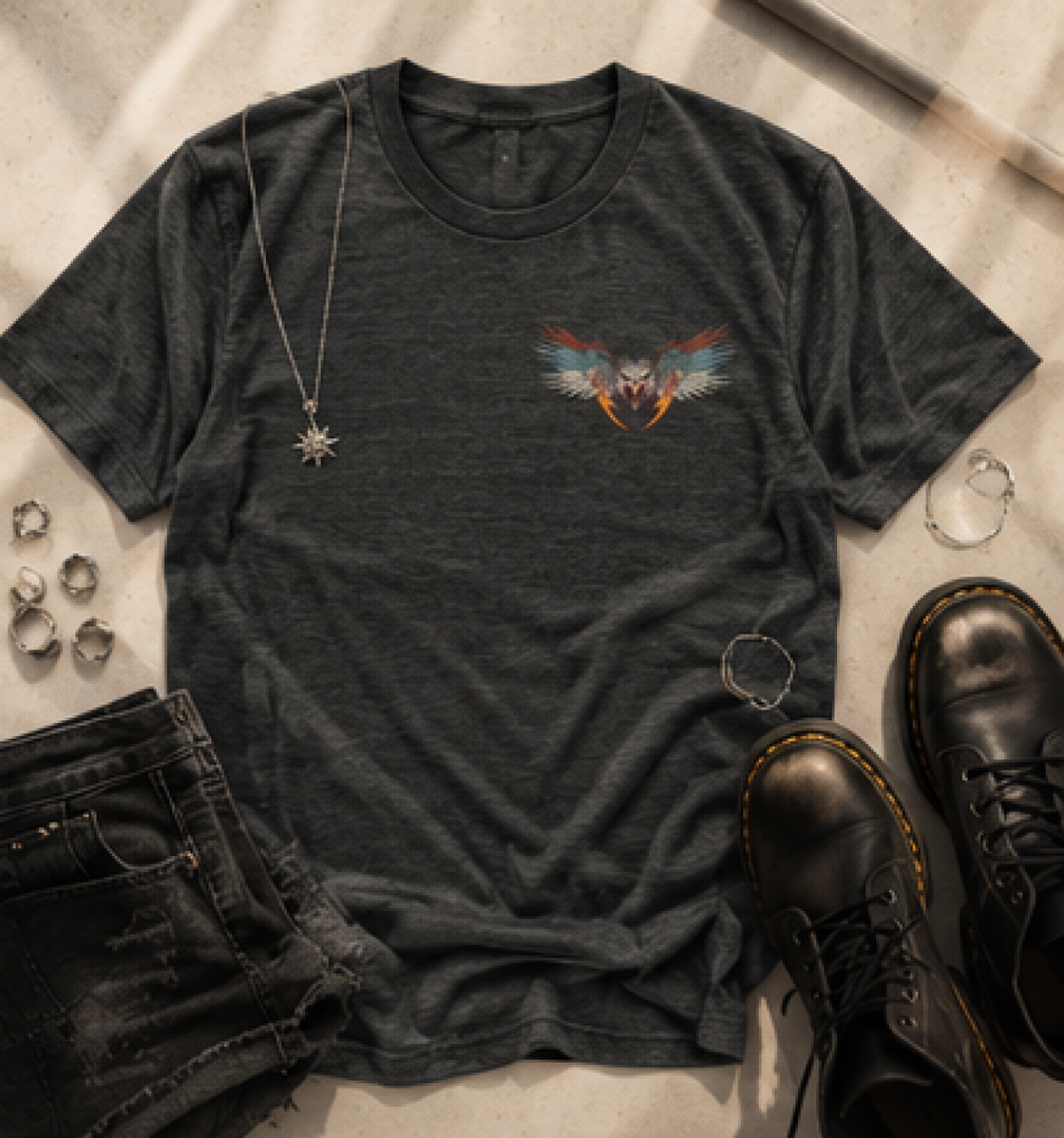 Reckless Darling "Stay Wild" Eagle Graphic Tee — Vintage Rock Tour T-Shirt
