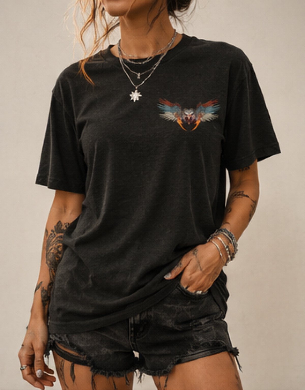 Reckless Darling "Stay Wild" Eagle Graphic Tee — Vintage Rock Tour T-Shirt